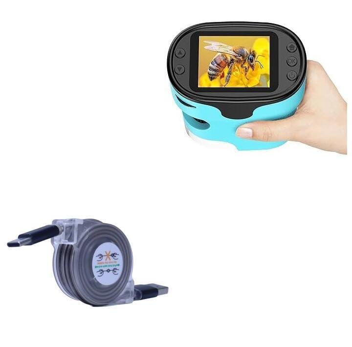 BoxWave Cable Compatible with KEXWAXX 1000X Pocket Microscope for Kids (KX-1000-CY) - miniSync - USB-A to USB Type-C, Retractable Cable 5 Pre-Set Lengths Avoid Tangles