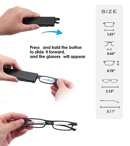 SKYOAK Ultra thin Lightweight Folding Reading Glasses Women Men TR90 Blue Light Blocking Anti UV/Eyestrain Foldable Compact Computer Readers Portable Unique Stretchable Slim Flat Case Red +2.0 - color: Red
