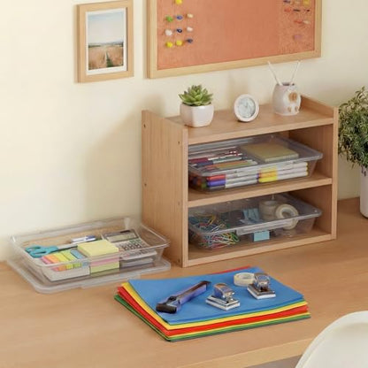 Tinlade 12 Pcs Classroom Paper Storage Bins with Lids, Clear, 13x10in - color: Clear