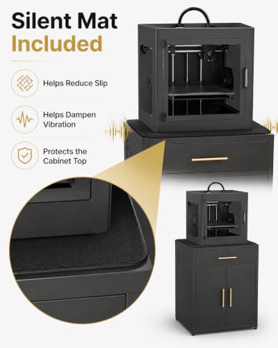 3D Printer Cabinet, Big Sturdy 3D Printer Stand Table with Filament Storage (DK-Black) - color: DK-Black
