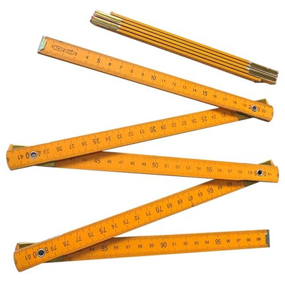 Folding Wooden Stick Ruler - 1 Meter Wood Measuring Ruler for Carpenters,Metric Scale for School, Folding Drawing Tools, Teaching Supplies