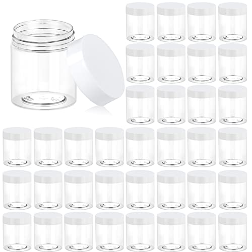 Eternal Moment 36 Pack 3 OZ Plastic Jars Clear Cosmetic Container with Lids - color: White Lid, size: 3 Ounce