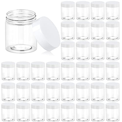 Eternal Moment 36 Pack 3 OZ Plastic Jars Clear Cosmetic Container with Lids - color: White Lid, size: 3 Ounce