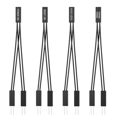 PC Power Switch Splitter, 2 Pin 2.54mm 1 Female to 2 Male Power SW Reset SW HDD LED Jumper Splitter Adapter for PC Motherboard Power ON Off Reset Hard Drive LED