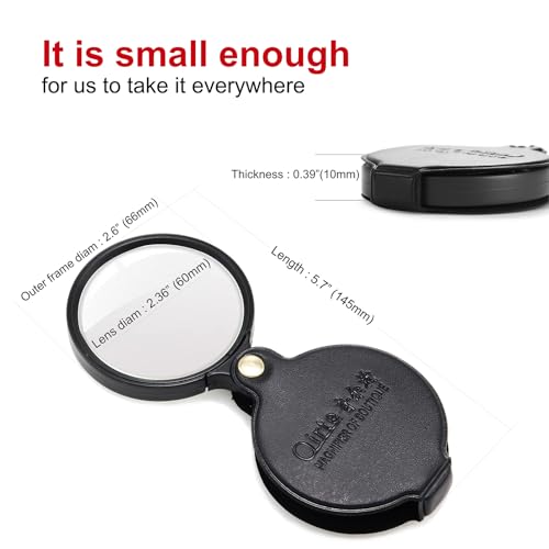10x Small Magnifying Glass for Seniors/Kids, Pocket Folding Magnifier