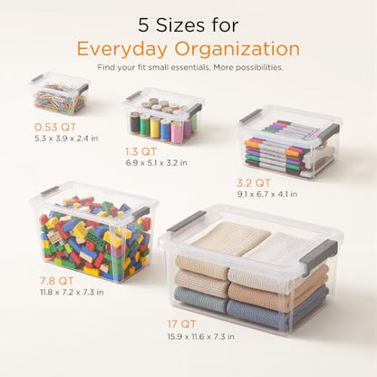 Citylife 6Packs 1.3Qt Small Storage Bins with Lids,Stackable Clear - color: Clear White, size: 1.3 QT(6 Pack)