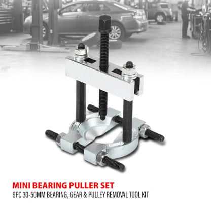 DOTCOM Mini Bearing Puller Separator Set 9-Piece 30-50mm Gear Pulley Removal Tool 45 Steel