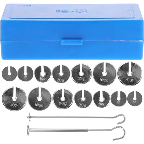 SOLUSTRE Steel Slotted Mass Set with Hangers Labs Slotted Weights with Hanger for Experiment Metal Weight Set for Science Experiment Balance Testing and Weight Determination 5.11 X 2.28 X 1.57 in