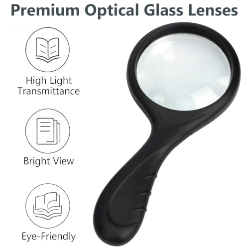 2 PCS Handheld Magnifying Glass Set, 3X & 5X Optical Glass Magnifier