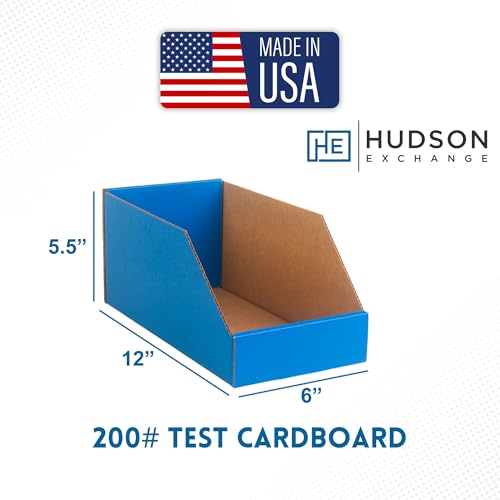 Hudson Exchange 6x12x5.5" (100 Pack) Corrugated Parts Bin Box For Storage & Organization, Blue - color: Blue, size: 100 Pack