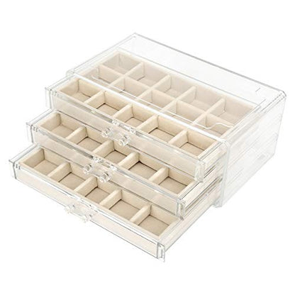 FEISCON Acrylic Jewelry Organizer Makeup Cosmetic Storage Organizer box - size: 3 layer