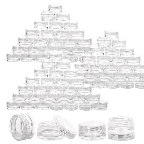 100 Count 10g Sample Jars with Lids Makeup Jars Plastic Lip Scrub Containers TSA Approved Cosmetic Containers for Traveling - Clear - color: Clear, size: 10g (100 Count)