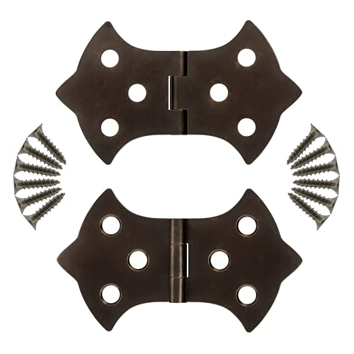 Antique Brass Butterfly Hinges - 3-1/8" x 1-7/8" - Pack of 2 - Decorative Hinges for Cabinet Doors, Trunks and Boxes - BH10-SAB (1) - color: Antique Brass