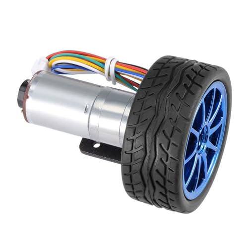 DC 6V DIY Encoder Gear Motor with Mounting Bracket 65mm Wheel Kit Micro Speed Reduction Motor Mini Motor for Art Car Robot Model DIY Engine Toy(100RPM)