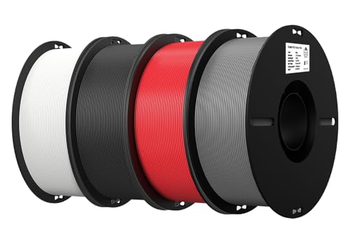 Creality PLA Filament 1.75mm Multi‑Color, 4‑Pack, 4KG Total - color: Black+white+grey+red, size: 4kg