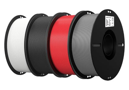 Creality PLA Filament 1.75mm Multi‑Color, 4‑Pack, 4KG Total - color: Black+white+grey+red, size: 4kg
