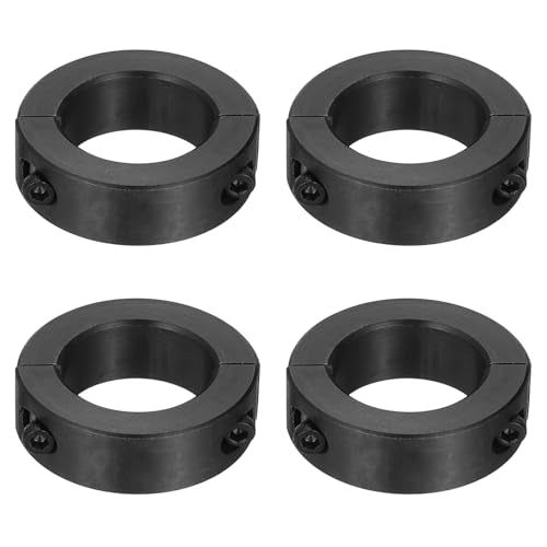uxcell 4pcs Double Split Shaft Collars 20mm Bore, Two-Piece Clamping Collar 32mm OD 10mm Thickness Carbon Steel Lock Collar Clamp with Set Screws (Black Oxide) - size: 20mm x 32mm x 10mm