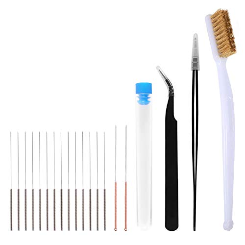 Aokin 20 Pcs 3D Printer Nozzle Cleaning Kit - 16 Pcs 0.15mm 0.25mm 0.35mm 0.4mm 0.5mm Needles Cleaner, 2 Pcs Tweezers Cleaner, and 1 Brass Brush, 3D Printer Cleaning Tool Kit - color: 20 Pcs
