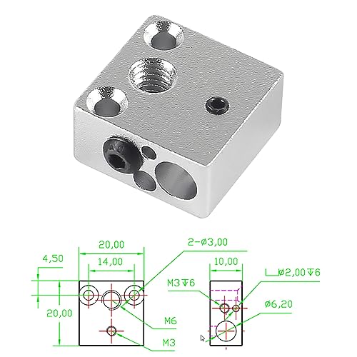 8pcs Updated High Temperature CR-10 Plated Copper Heater Block Aluminum Heater Block for MK8 Extruder All Metal Hotend Ender 3 V2 Ender 3 Pro Ender 5 Pro CR10 S4 S5 3D Printer Extruder