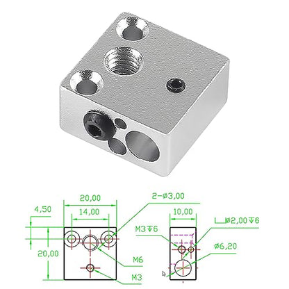 8pcs Updated High Temperature CR-10 Plated Copper Heater Block Aluminum Heater Block for MK8 Extruder All Metal Hotend Ender 3 V2 Ender 3 Pro Ender 5 Pro CR10 S4 S5 3D Printer Extruder