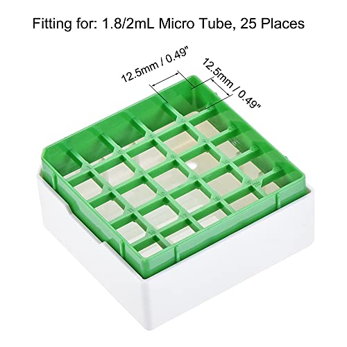 uxcell Centrifuge Tube Freezer Storage Box 25 Places Waterproof Polypropylene Cryogenic Holder Rack for 1.8/2ml Microcentrifuge Tubes Vials Samples, Green - color: Green