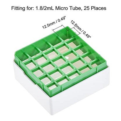 uxcell Centrifuge Tube Freezer Storage Box 25 Places Waterproof Polypropylene Cryogenic Holder Rack for 1.8/2ml Microcentrifuge Tubes Vials Samples, Green - color: Green