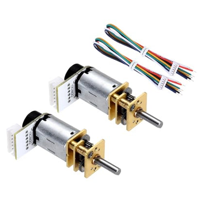MECCANIXITY 2pcs 40RPM Micro Gear Motor with Encoder, N20 DC6V Gearbox High Torque Electric Reduction Motor for Robot Wheel RC Car - style: 40RPM