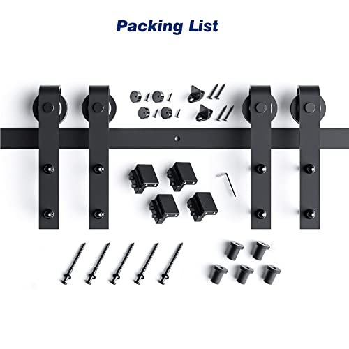 EaseLife 6.6 FT Double Door Sliding Barn Door Hardware Track Kit,Basic J Pulley,Heavy Duty,Slide Smoothly Quietly,Easy Install (6.6FT Track Kit for Double 20" Wide Door) - size: 6.6FT