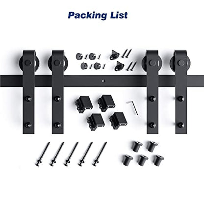 EaseLife 6.6 FT Double Door Sliding Barn Door Hardware Track Kit,Basic J Pulley,Heavy Duty,Slide Smoothly Quietly,Easy Install (6.6FT Track Kit for Double 20" Wide Door) - size: 6.6FT
