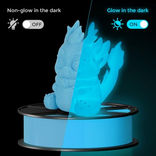 FLASHFORGE Glow in The Dark Rapid PLA Filament 1.75mm, High Flow Speedy 3D Printer Filament Luminous Blue, Max 500mm/s High-Speed Printing, High Brightness and Long-Lasting Glowing Effect - color: Luminous Blue