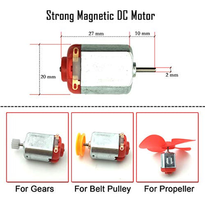 18 Set DC Motors Kit, Mini Electric Hobby Motor 3V -12V 25000 RPM Strong Magnetic with Shaft Propeller, 2 x AA Battery Holder,9V Battery Clip Connector,Plastic Wheels for DIY Science Projects