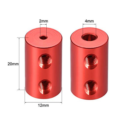 uxcell 2mm to 4mm Bore Rigid Coupling Set Screw L20XD12 Aluminum Alloy 2pcs - size: 2mm to 4mm