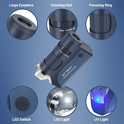 Pocket Microscope for Kids 60X-120X Handheld Science Learning Toy