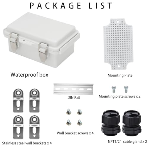 Waterproof Electrical Box Junction Box Weatherproof IP67 ABS Plastic Enclosure Switch Router Project Box Electronics Enclosure with Mounting Plate Wall Bracket Grey 5.9"x3.9"x2.8" - color: Grey, size: 5.9" x 3.9" x 2.8"
