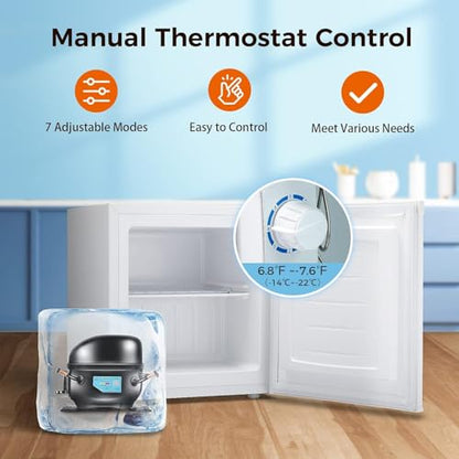 Kismile Mini Freezer, 1.1 Cu.ft Small Upright Freezer, White - color: White, size: 1.1 Cu.ft