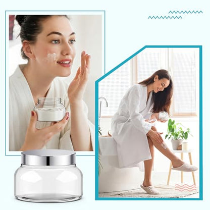24 Pack Plastic Cosmetic Jars with Lids Label, 8 oz, Clear,Silver - color: Clear,Silver, size: 8 oz