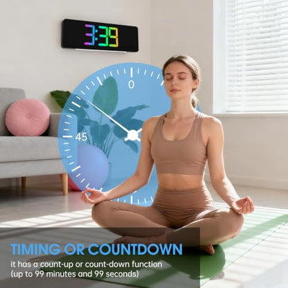 16" Large Digital Wall Clock for Classroom with RGB Remote Dual Alarm Timer - color: Clock-adt-rgb