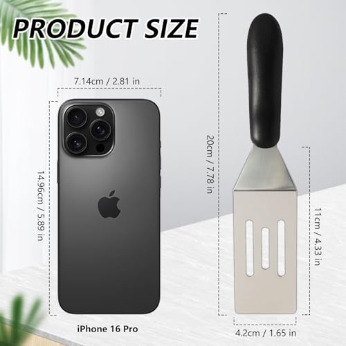 【2 Pack】 Small Metal Spatula Set, Mini Stainless Steel Serving Spatulas for Kitchen Use, Ideal for Flipping Pancake, Brownie, Cookie, Cake, Egg – Professional Cooking & Baking Utensil