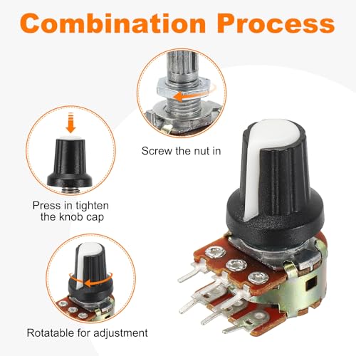MECCANIXITY 5 Set WH148 B100K Ohm Potentiometer Kit 15mm Shaft White - size: 15mm, style: B100K
