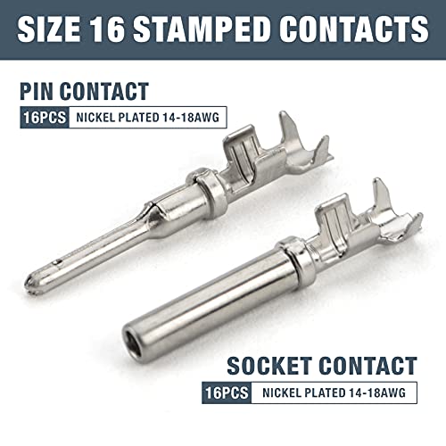 IWISS 2 Pin Way Deutsch DT Gray Connector Assortment(8 Pairs), Size 16 Stamped Contacts, Auto Electrical Wiring Connectors - size: 2PIN(8 Pair)
