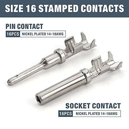 IWISS Deutsch 3 Pin DT Series Connectors, Size 16 Stamped Contacts, 3 Way Automotive Electrical Connectors, 80 Pieces - size: 3PIN(8 Pair)