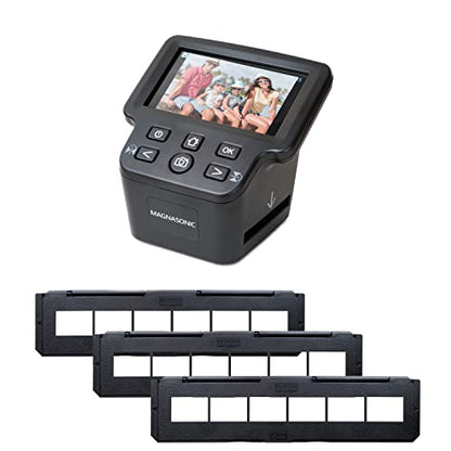 Magnasonic All-in-One 24MP Film Scanner with Large 5" Display & HDMI, Long Tray 35mm Negative Film Holders, Converts 35mm/126/110/Super 8 Film & 135/126/110 Slides into Digital Photos - size: Film Scanner + 3 Negative Film Holder Trays