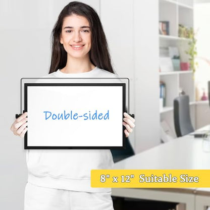Double-Sided Magnetic White Board with Stand, 12" x 8" (Black) - color: Black, size: 12"W x 8"H