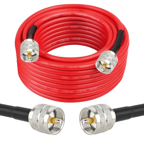 MOOKEERF RG8X Coaxial Cable 35ft,CB Coax Cable,UHF PL259 Male to Male Low Loss CB Antenna Cable 50 Ohm for HAM Radio,Antenna Analyzer,Dummy Load,SWR Meter - size: 35FT