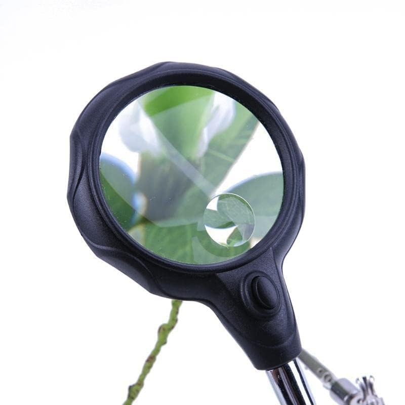 Adjustable Helping Hand with Magnifying Glass, 3.5X/12X Magnifying Glass Soldering with Clamp and Alligator Clips Desktop Magnifer Stand for Craft Carving Jewelry (Modern)