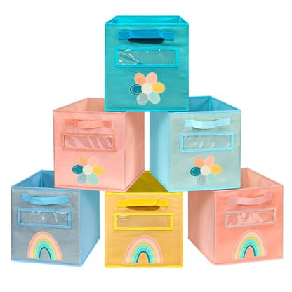 ABCKEY 11 Inch Cube Storage Bins 6 Pack with Handle and Label Window - color: 6PCS