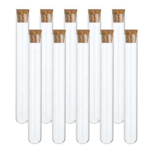 PATIKIL 7ml Test Tubes, 25pcs 3.94x0.51in Glass Clear Round Bottom Test Tube Containers with Stopper for Bead Party Candy Bath Salt Storage Scientific Experiment Plant Propagation - size: 7ml