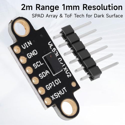 5 Pcs VL53L0X Lidar Sensor 2m Range High Precision Single-Point Distance Sensor Compact Lightweight ToF Module with I2C Interface for Arduino Raspberry Pi Robot IoT Projects Smart Homes GY-VL53L0XV2 - color: Black
