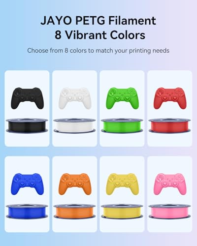 JAYO PETG 3D Printer Filament Bundle 1.75mm, 250g, 8-Pack - color: 2kg Black, White, Green, Red, Blue, Orange, Yellow, Pink