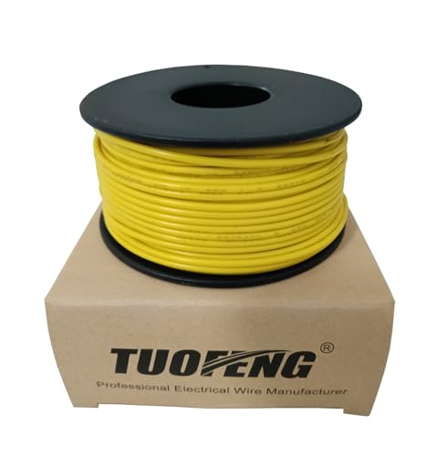 TUOFENG 22 AWG Solid Core Wire - Breadboard Jumper, Yellow 100ft - size: 22 AWG Solid Wire - Yellow - 100ft